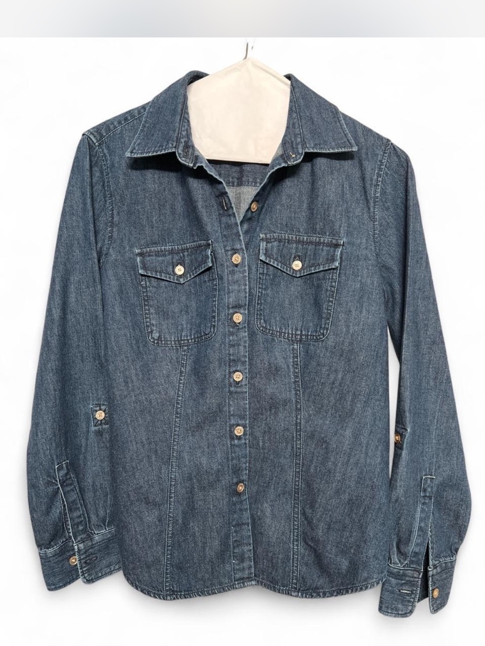 Denim Button-Up Shirt Jacket - Blue